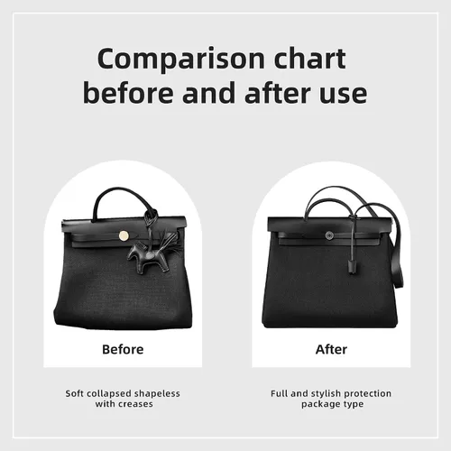 Vista 4 de DGAZ Organizador de bolso de seda para bolsas Hermes Herbag 313950, bolso de lujo y organizador de mano, inserto de bolsa Simplicity (negro, H50)