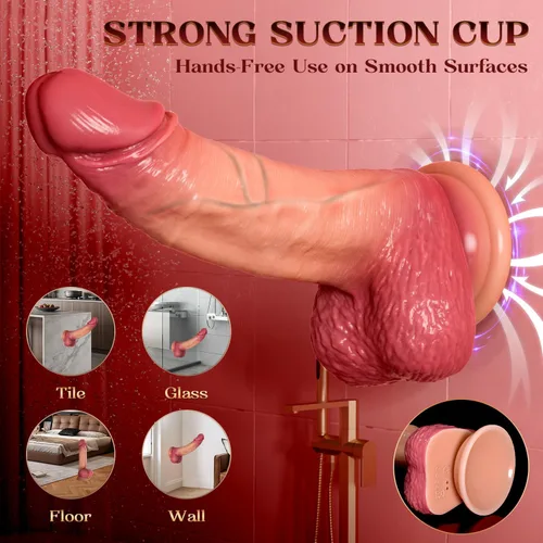 Vista 5 de Vibrador de empuje realista con control remoto y ventosa