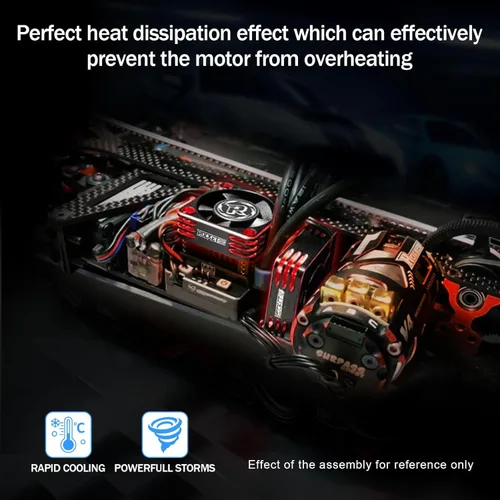 Vista 5 de Surpass Hobby - Ventilador de refrigeración RC de 0.984 in, 32000 rpm, ventilador de coche RC para escala 1/10, 1/8, 1/12 RC Turbo ESC (negro rojo)