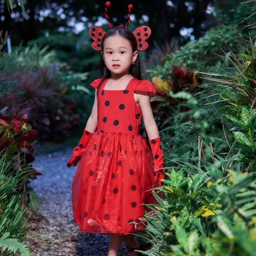 Vista 3 de XGYCYXM Disfraz de mariquita para niñas, disfraz de mariquita para niños, Halloween, Navidad, cumpleaños, disfraz para niños