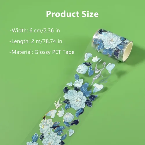 Vista 2 de Washi Tape - Cinta adhesiva decorativa de PET para manualidades, diarios, planificadores, suministros de álbumes de recortes, calcomanías de diseño