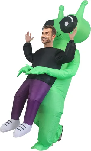 Vista 3 de Disfraz inflable de alienígena para adulto, divertido disfraz de alienígena, disfraces inflables de Halloween de Navidad para hombres y mujeres
