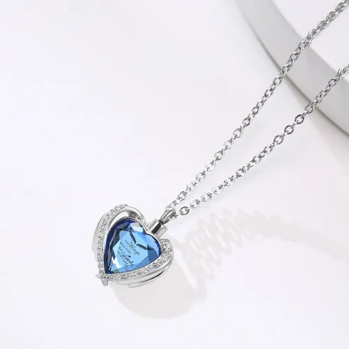 Vista 4 de Heart Urn Necklace for Ashes for Women Men of Loved Ones Cremation Jewelry Keepsake Memorial Pendant with Angel Wing