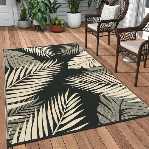 Vista 48 de GENIMO - Alfombra para exteriores de 6 x 9 pies, para patio, espacios amplios, reversible, de pajillas de plástico, alfombra impermeable para Azul