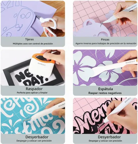 Vista 3 de DOOHALO Brayer Roller - Herramientas de deshierbe de vinilo compatibles con Cricut Crafting Kit de accesorios básicos para silueta, raspador