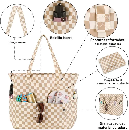 Vista 7 de Bluboon - Bolsa de playa impermeable para mujer, extra grande, con compartimento húmedo, para llevar de fin de semana, bolsa de piscina para viajes