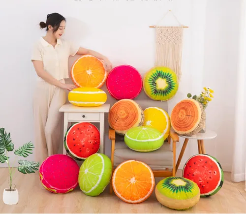 Vista 6 de Cojín de fruta Cojín redondo grueso Cojín reposacabezas (13.7 pulgadas, kiwi)