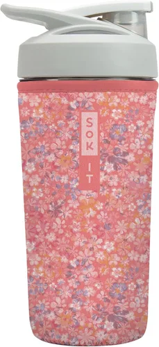 Vista 25 de Sok It BotlSok Botella Mezcladora de Proteínas con Funda Aislante de Neopreno (Floral Abstracto, Se Ajusta a Mezcladoras de 24oz)