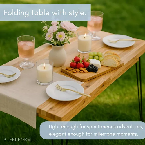 Vista 5 de Sleekform Mesa plegable de madera – Escritorio plegable portátil – Escritorios plegables fáciles de montar para espacios pequeños – Mesas