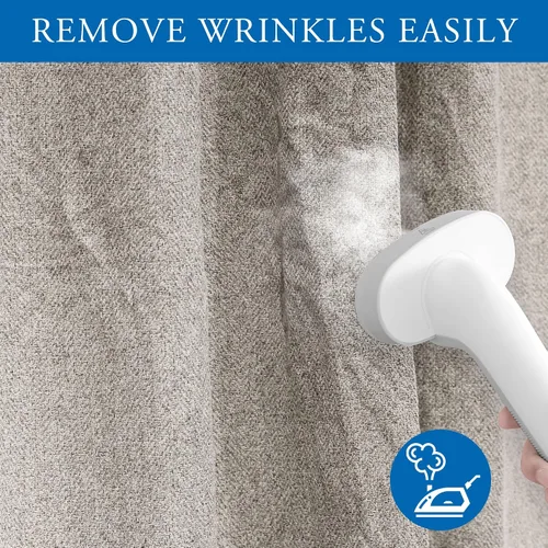 Vista 6 de Beauoop Cortinas de lino 100% opacas de 96 pulgadas de largo, 2 paneles para dormitorio, sala de estar, gris pardo con parte trasera blanca