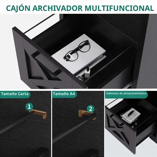 Vista 6 de YITAHOME Escritorio en forma de L con tomas de corriente, escritorio de computadora de esquina de 60 pulgadas con cajón para archivos, escritorio