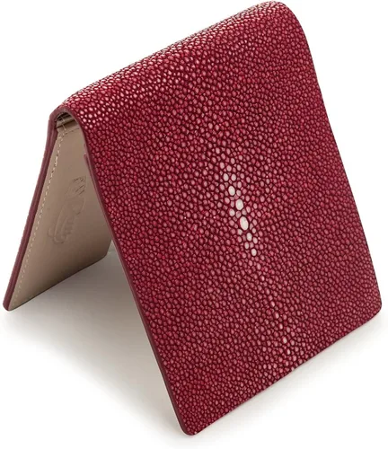 Vista 2 de Rojo Borgoña Stingray piel cuero cartera para hombre genuino