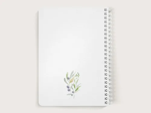 Vista 2 de Cuaderno personalizado de ramas de olivo, libro de tapa blanda en espiral forrado o sin forro, diario de corona de vegetación con nombre, cuaderno