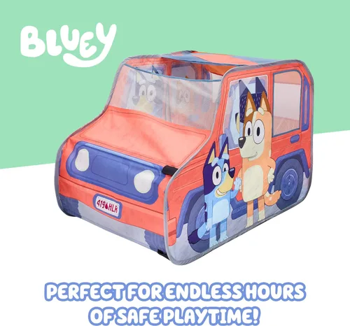 Vista 6 de Bluey Heeler 4WD Tienda de Campaña Desplegable para Niños, Almacenamiento Fácil Tienda de Juego Desplegable con Puerta, Parabrisas y Ventana Espía