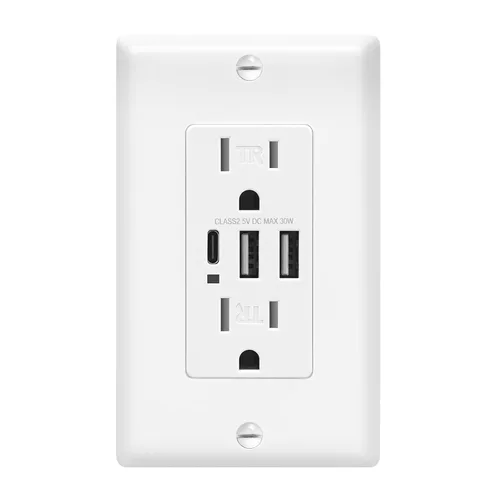 Vista 15 de ECOELER Receptáculo de Tomacorriente USB Negro de 3 Puertos, Tomacorriente de Pared USB C de 6.0A 30W, Enchufe Resistente a Manipulaciones de 15