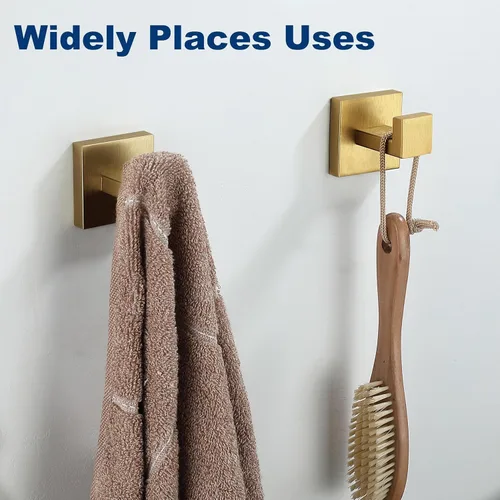 Vista 8 de Ganchos para toallas para baños, gancho de toalla de oro cepillado para cocina y baño, gancho de acero inoxidable SUS304, ganchos resistentes