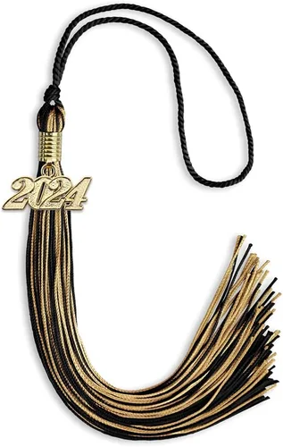 Vista 192 de Endea Graduation - Borla de doble color mixto con fecha dorada (negro/dorado antiguo, 2021)
