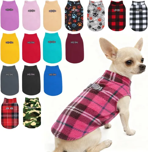 Vista 26 de BEAUTYZOO Chaleco de vellón para perros pequeños, de invierno y clima frío, con anillo en D, con anillo en D para correa, resistente al viento, rojo