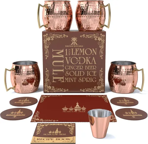 Vista 2 de taza para Moscow Mule, revestida en acero inoxidable, de 16 onzas, Hammered