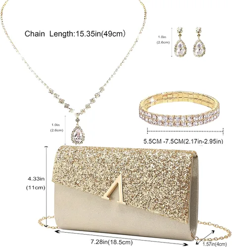 Vista 21 de LETODE Bolsos de mano para mujer, bolsos de noche y embragues para mujer, bolsos de sobre, bolsos de fiesta, baile de graduación, bolso de boda