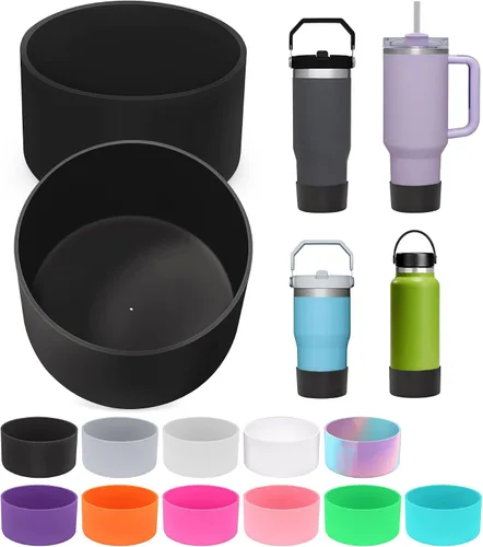 Vista 20 de PICcircuit 2 piezas para Stanley Boot, fondo de silicona para Quencher Adventure 40oz 30oz botella IceFlow 20oz 30oz y para vaso Hydroflask 12-24oz
