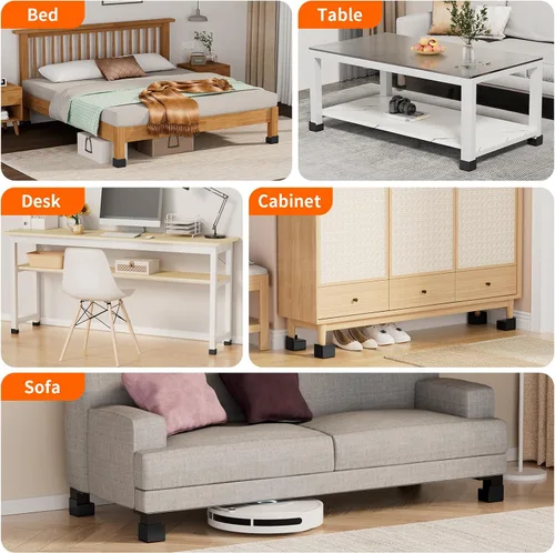Vista 7 de Elevadores de cama para muebles de 2 pulgadas, paquete de 4 elevadores de muebles de metal resistente, elevadores de patas de escritorio para mesa