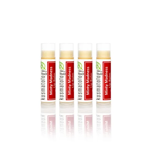Vista 6 de Kosmatology Bálsamo labial orgánico de menta verde, paquete de 4 unidades, sin cera de abeja, vegano, 100% natural hidratante para labios agrietados