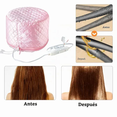 Vista 3 de Gorra para el cuidado del cabello, gorra de tratamiento térmico Yomagine Pink de 110 V, gorra de calor de acondicionamiento profundo, gorras