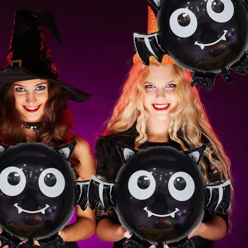 Vista 7 de Globos de murciélago para Halloween, globos de aluminio para fiestas temáticas de murciélagos, suministros de decoración de Halloween, cumpleaños