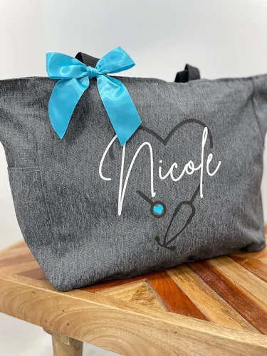Vista 7 de Up2ournecksinfabric LLC Personalized Large Nurse Tote Bag, Custom Gift for Nurse,Customized Tote Bag, Graduation Gift