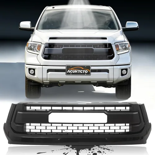 Vista 14 de Conjunto de parrilla frontal compatible con Tundra 2000 2001 2002 1ª generación, parrilla ABS estilo TRD con luces LED para modificación
