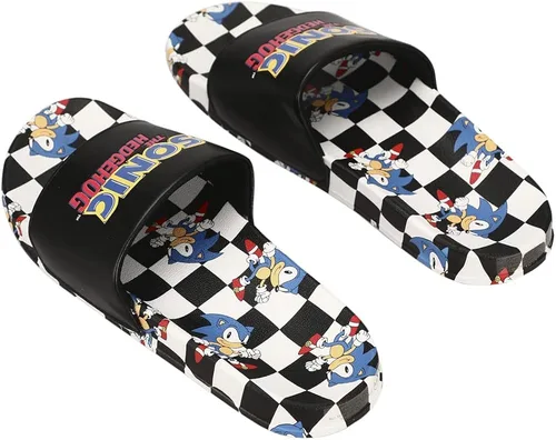 Vista 2 de Sonic The Hedgehog Sonic Dash - Sandalias a cuadros para hombre en blanco y negro