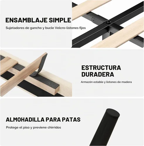 Vista 6 de HAOARA Marco de cama tamaño completo con cabecera tapizada en tela, cama plataforma con soporte de listones de madera, base de colchón completa
