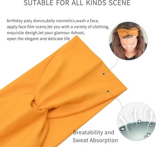 Vista 3 de Jesries Headbands for Women Non Slip Elastic Hair Bands Yoga Workout Running Sport Sweat Hair Wrap for Girls