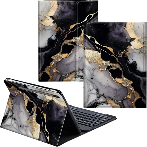 Vista 64 de Funda para Samsung Galaxy Tab S6 Lite 2022/2020 Teclado inalámbrico desmontable y cubierta de soporte de piel sintética Funda protectora