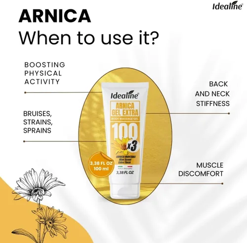 Vista 5 de Gel de árnica extra fuerte 3.4 fl oz, extracto glicólico de árnica montana, gel de moretones de árnica para articulaciones, músculos y espalda