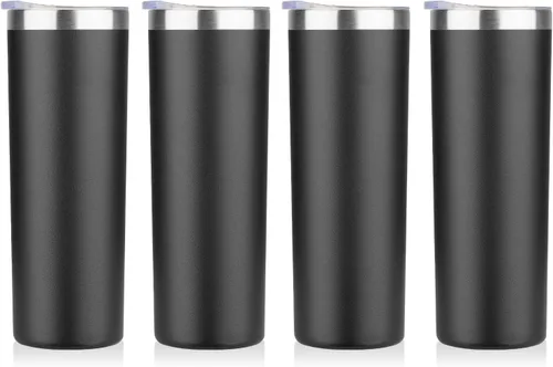 Vista 16 de HASLE OUTFITTERS Juego de vasos delgados de 20 onzas a granel, vasos delgados aislados de acero inoxidable con tapas, tazas de café reutilizables