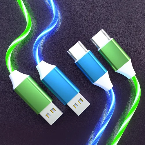 Vista 9 de Paquete de 2 cables de carga LED USB C, cable de carga tipo C, cargador USB C rápido compatible con Samsung Galaxy S21 S20 S10 S9 S8 Note 20, LG V30