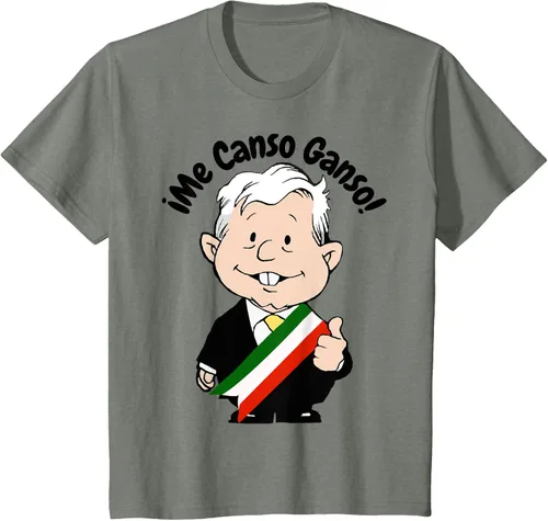 Vista 78 de AMLO Amlito Me Canso Ganso - Camiseta con diseño de dibujos animados mexicanos Gris Oscuro