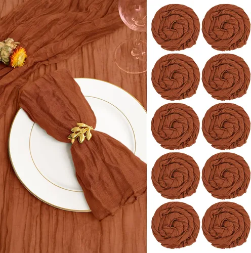 Vista 13 de fani - Paquete de 60 servilletas de gasa de gasa, 20 x 20 pulgadas, color beige Servilletas de mesa arrugadas, algodón suave, decoración rústica
