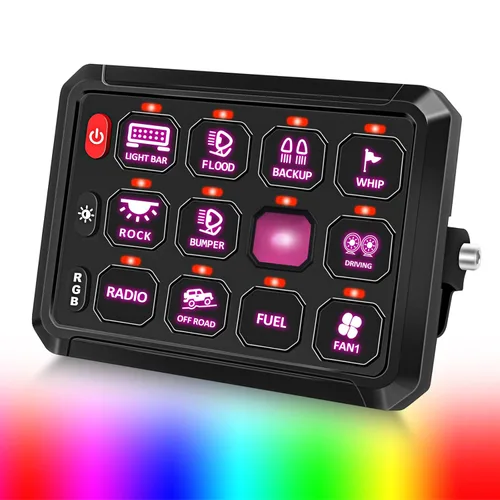 Vista 12 de Chelhead Panel de interruptor Bluetooth de 6 bandas, panel de interruptor de barco con disyuntor IP 65, impermeable, estroboscópico de flash
