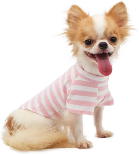 Vista 16 de LOPHIPETS Camiseta de perro 100% algodón para perros pequeños Taza de té Chihuahua Yorkie Ropa para cachorros - Azul/XXS