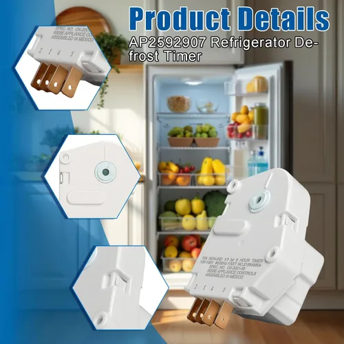 Vista 3 de AP2592907 - Temporizador de descongelación para refrigerador, 120 V, 6 horas, 21 minutos, temporizador 215846604 para refrigerador y congeladores