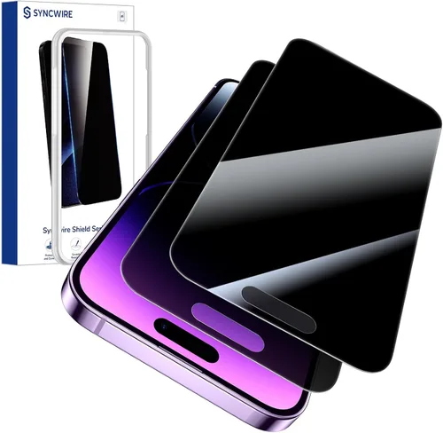 Vista 8 de SYNCWIRE Protector de pantalla de privacidad para iPhone 14 Pro de 6.1 pulgadas, paquete de 2 unidades, irrompible, antiespía, protector de vidrio