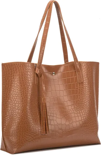 Vista 5 de Nodykka - Bolso con asas para hombro para mujer, de cuero sintético, con borla