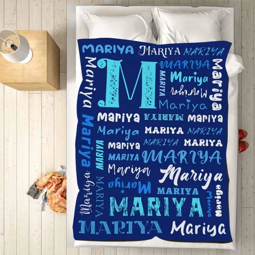 Vista 2 de M YESCUSTOM Mantas de bebé personalizadas, manta de bebé personalizada con texto y nombre para niños y niñas, manta azul, regalo para cumpleaños