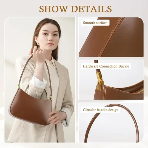 Vista 3 de Bolso de hombro para mujer, bolso pequeño de cuero genuino