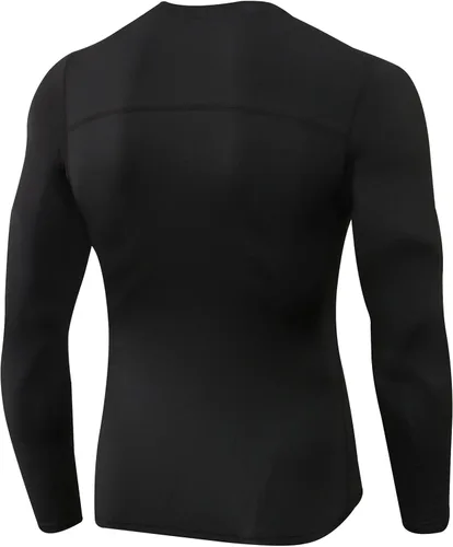 Vista 2 de Camiseta de compresión para hombre, manga larga, atlética, entrenamiento, camiseta deportiva activa, capa base, camiseta de ajuste seco