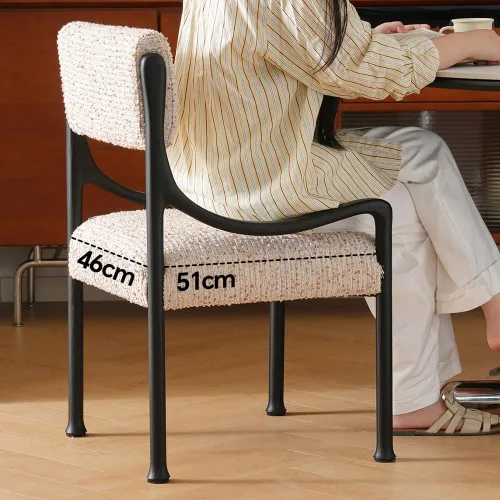 Vista 8 de sillas de comedor Silla de comedor retro de madera con respaldo tapizado y asiento curvos reposabrazos cocina moderna