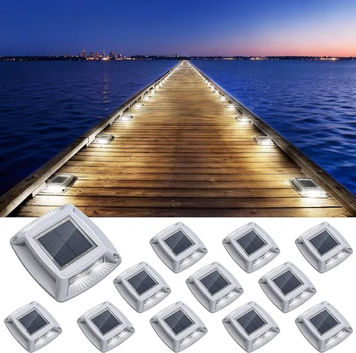 Vista 9 de Luces solares para muelle para exteriores, paquete de 12 unidades, luces Azul